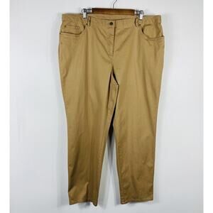 Ruby Rd. Plus Size 22 Straight Leg Pants Tan 5-Pocket Khaki Cotton Blend